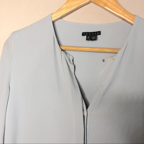Theory Blue Gentalla Double Georgette Blouse - Picture 5 of 6